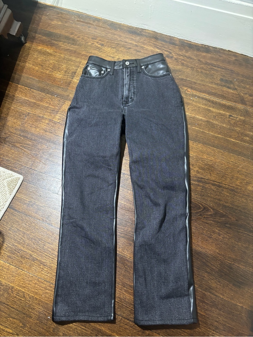 Abercrombie and Fitch Curve Love Ultra High Rise Vegan Leather Straight Jeans